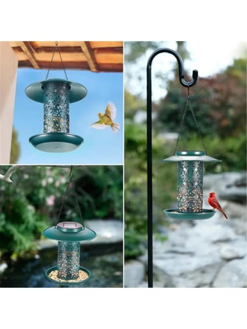 New Solar Bird Feeders for Outside Metal Outdoor Hanging,Wild feeders as